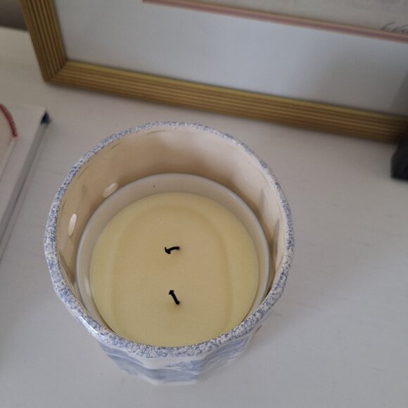 3 wick candle holder Vintage blue and white Pottery - Picture 5 of 10